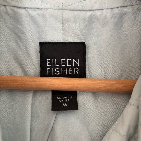 Eileen Fisher 100% Silk Quilted Vest Light Baby Blue Spring Easter Pastel M - Picture 3 of 7